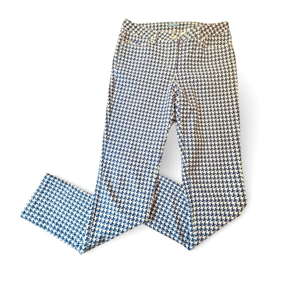 J Mclaughlin Pants - J.McLaughlin Lexi Navy Blue Midi Quotation Houndstooth Slim Pants Size 6